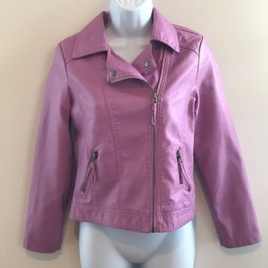 Girls Purple Faux Leather Jacket Size Lg Cherokee